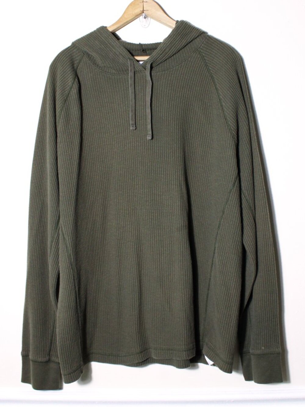 Old Navy Mens Thermal Waffle Knit Pullover T-Shirt Hoodie Olive Green Size XXL